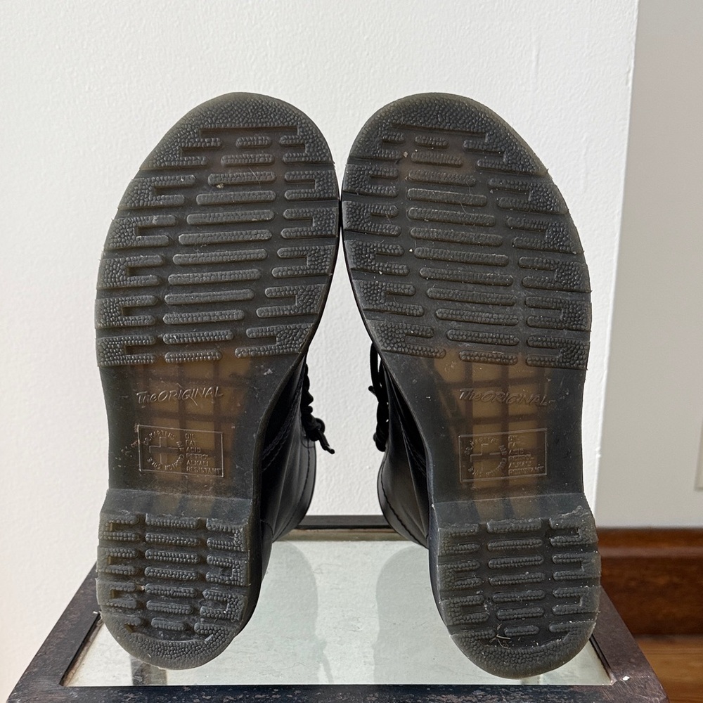 Doc Martens Black Leather Lace-Up Boots with Zippers - Picture 6 of 8